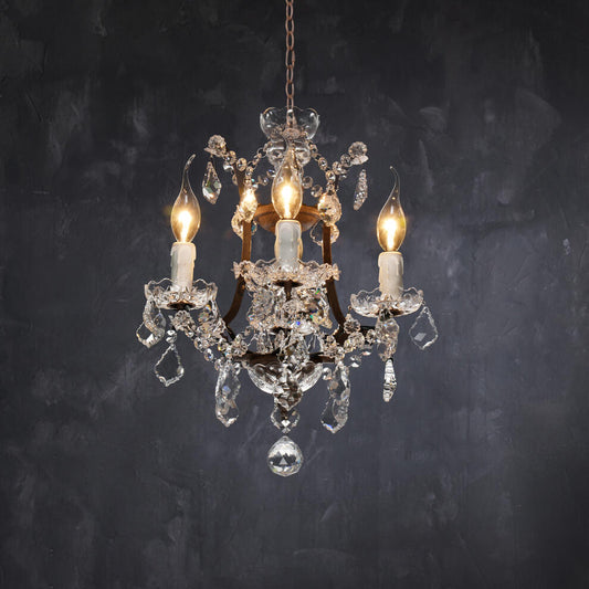 CRYSTAL CHANDELIER 34CM ANTIQUE RUST