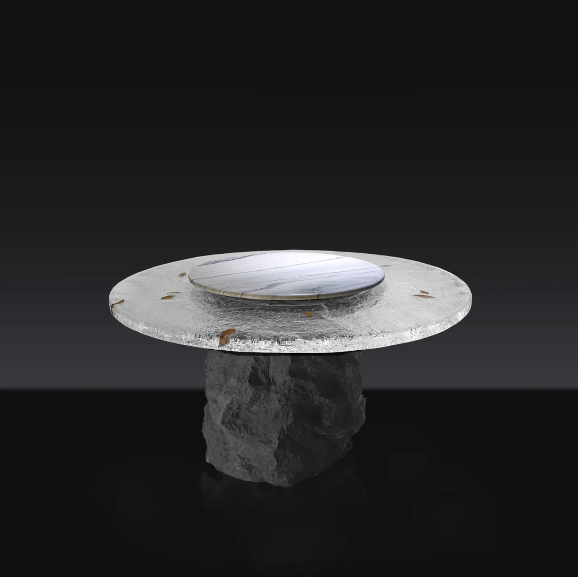 BLACK STONE ROUND DINING TABLE