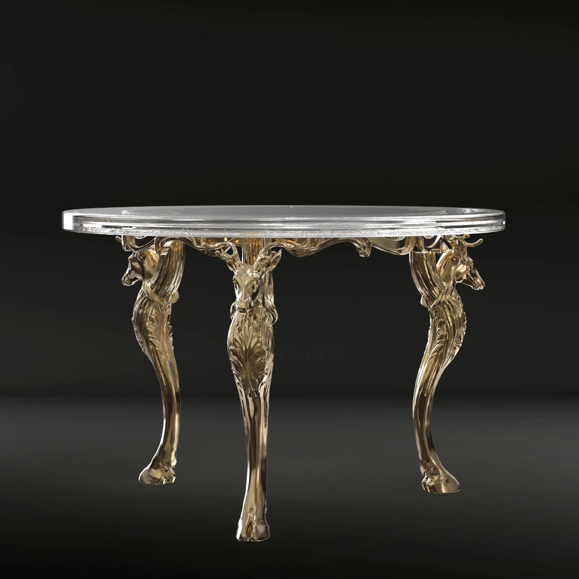 WESTERN BRONZE DEER ROUND DINING TABLE