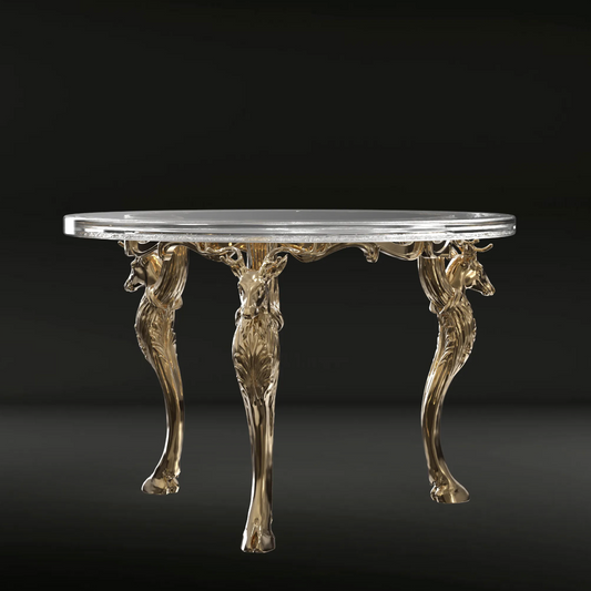 WESTERN BRONZE DEER ROUND DINING TABLE