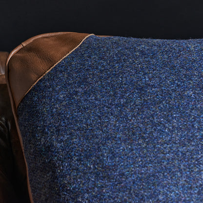 BLUE TWEED & OLD SADDLE NUT CUSHION