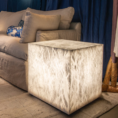 ALABASTER CUBE SIDE TABLE