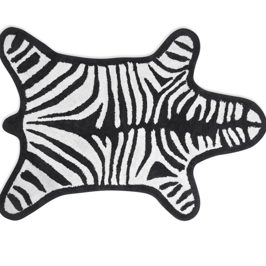 REVERSIBLE BLACK ZEBRA BATH MAT